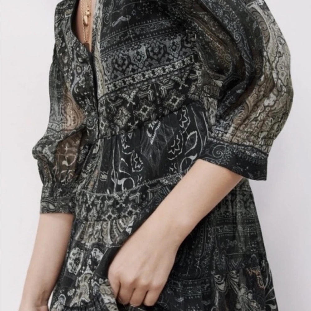 Zara Black paisley Mini Dress
